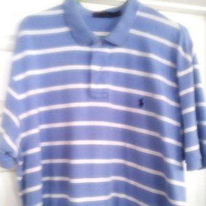 Polo RALPH LAUREN Classic Fit Men’s Shirt, MEDIUM BLUE with WHITE Stripes and...